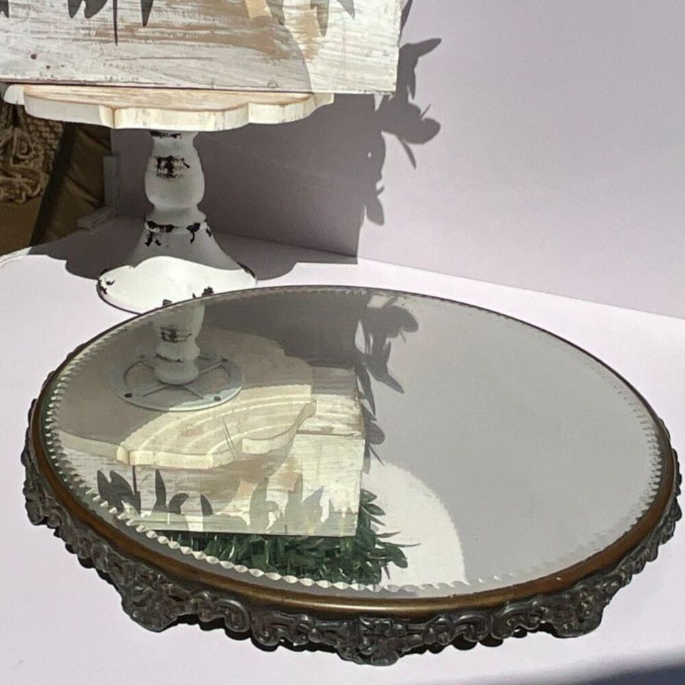 Stunning vintage ornate plateau mirror large size must see
